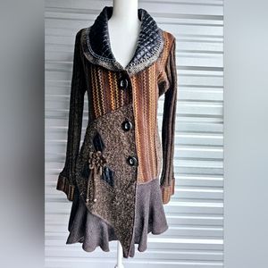 Anthropolgie Sioni Liquid Womens Sweater Cardigan M Browns Botanical Embellish